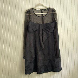 Gaspard Yurkievich Silk Sheer Black Bow Dress